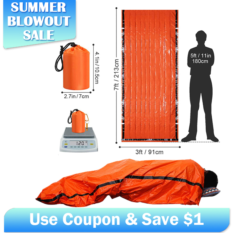 Emergency Mylar Tent - Аварийный майларовый спальный мешок, термоводонепроницаемый -