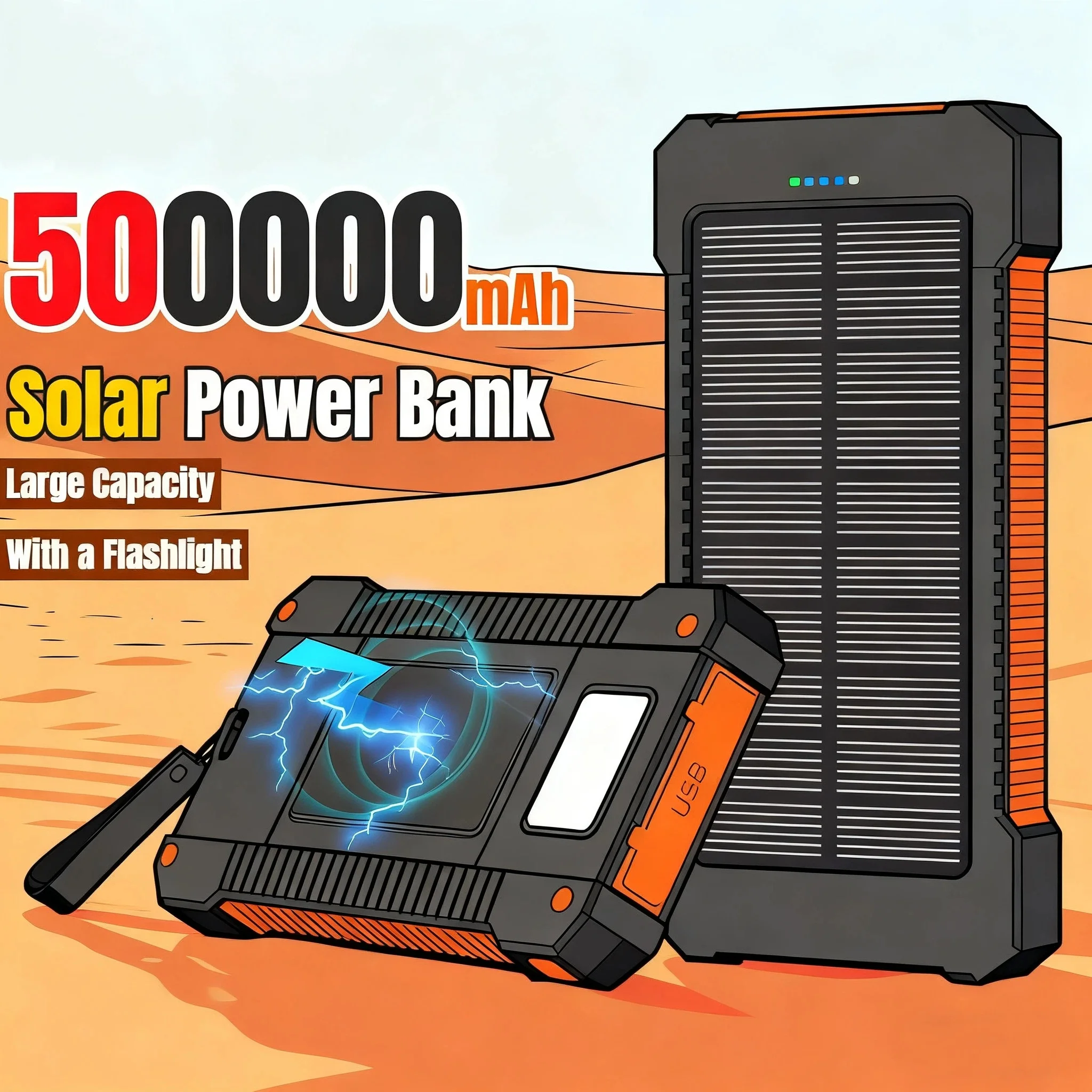 500000 мАч Солнечная батарея б – обзор и цена Solar Emergency Charger